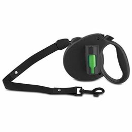 PAW Bio Retractable Leash with Green Pick up Bags Black